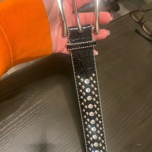 Guess Black Studded Belt with Rhinestones